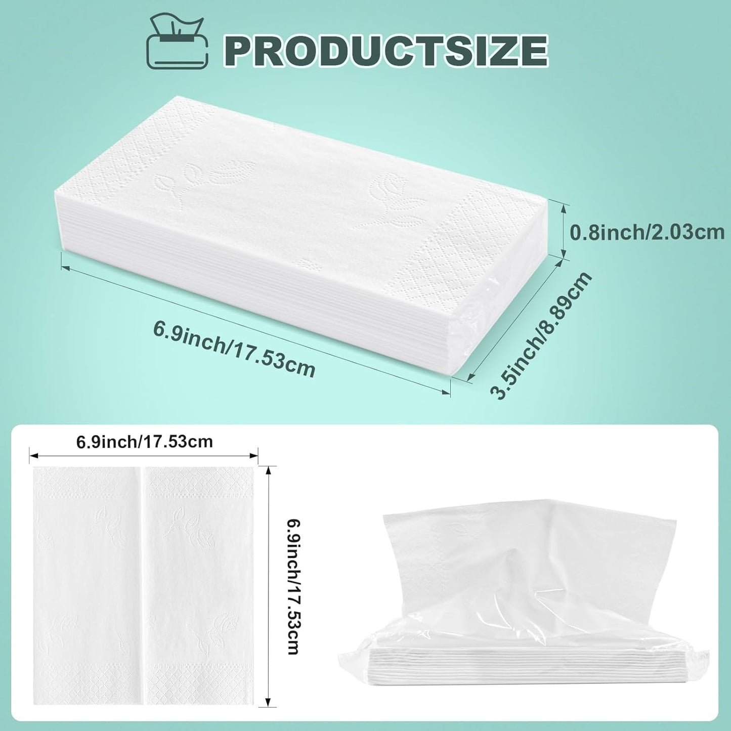 4-Ply Car Tissue Refills (720 Layers) - 6 Pack Travel Size Tissues, Soft & Strong Disposable Facial Tissues for Car, Office, Home - 180 Sheets