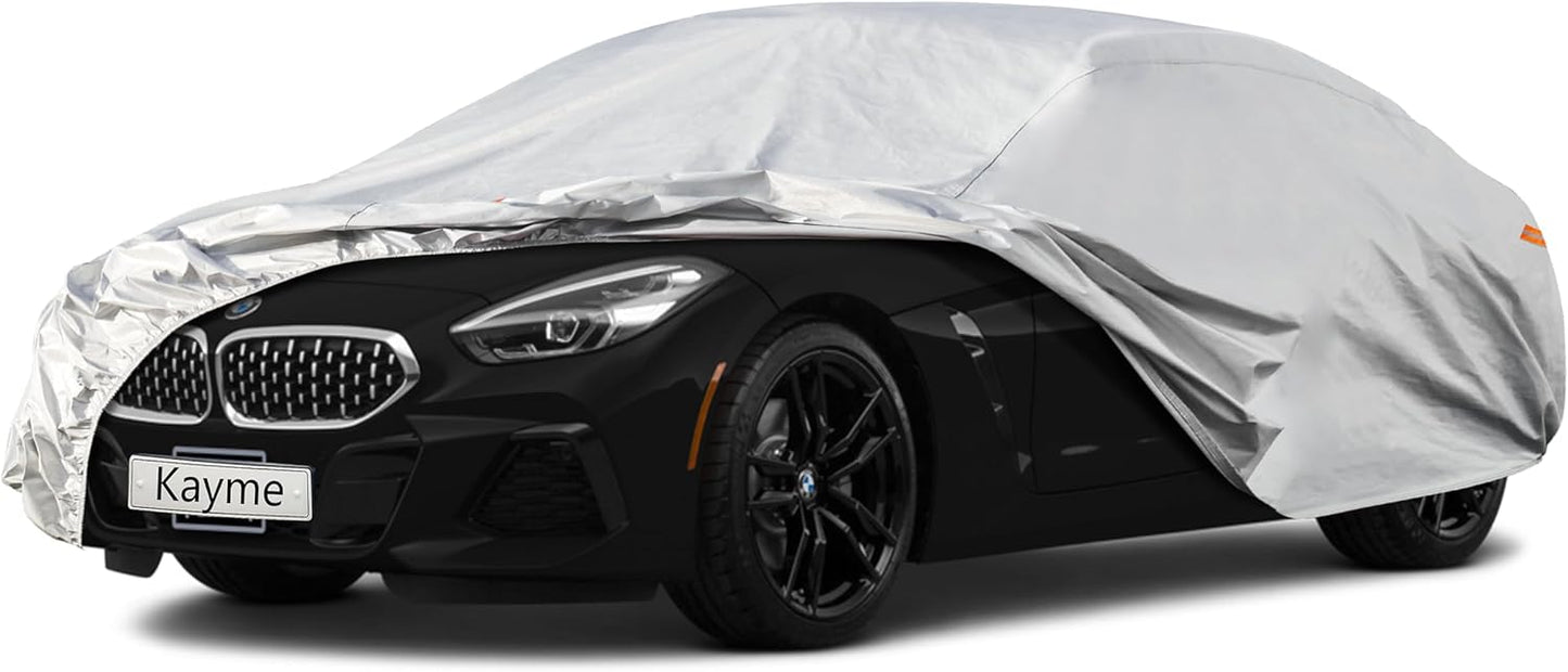 Kayme 6 Layers Car Cover Custom Fit for BMW Z4 E85 E86 E89 G29 Coupe/Roadster/Convertible (2002-2025) Waterproof All Weather for Automobiles, Outdoor Full Cover Rain Sun UV Protection.Silver