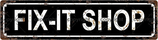 FIX-IT SHOP Vintage Metal Tin Sign, Street Sign, Home Decor, Room Decor, Wall Decor, Bathroom Decor, Bar Decor, Cafe Decor, Garage Decor, 16 x 4 Inch