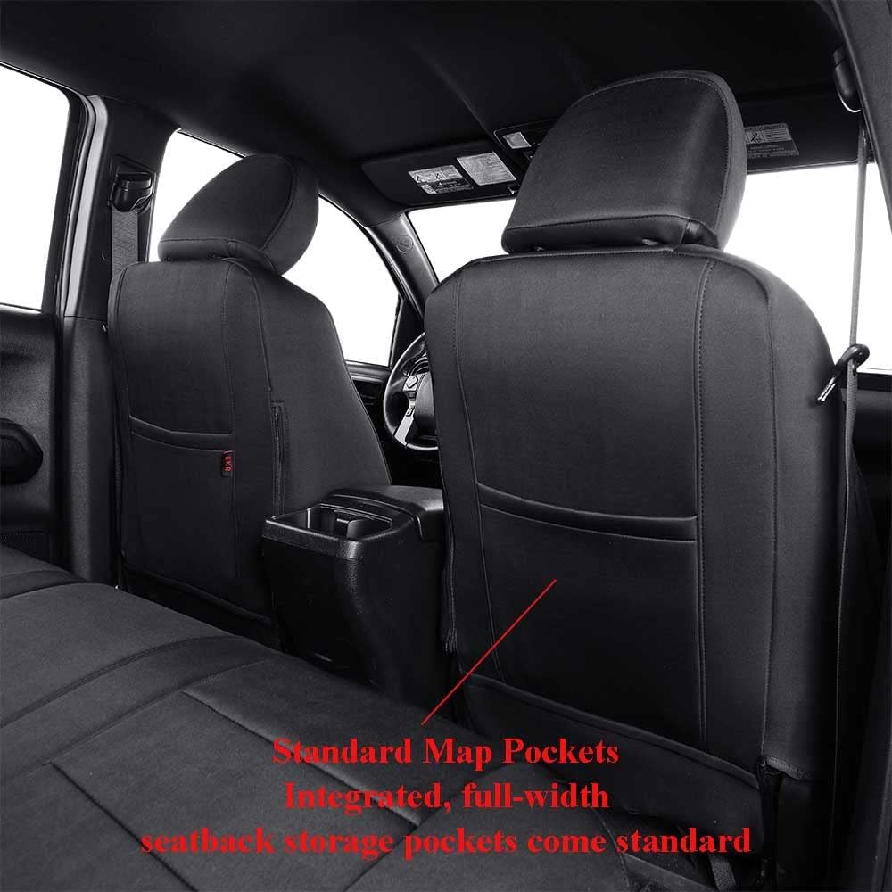 EKR Custom Fit Tacoma Neoprene Car Seat Covers for Select Toyota Tacoma 2012 2013 2014 2015 (Regular Seats)- Full Set,Neoprene (Black)