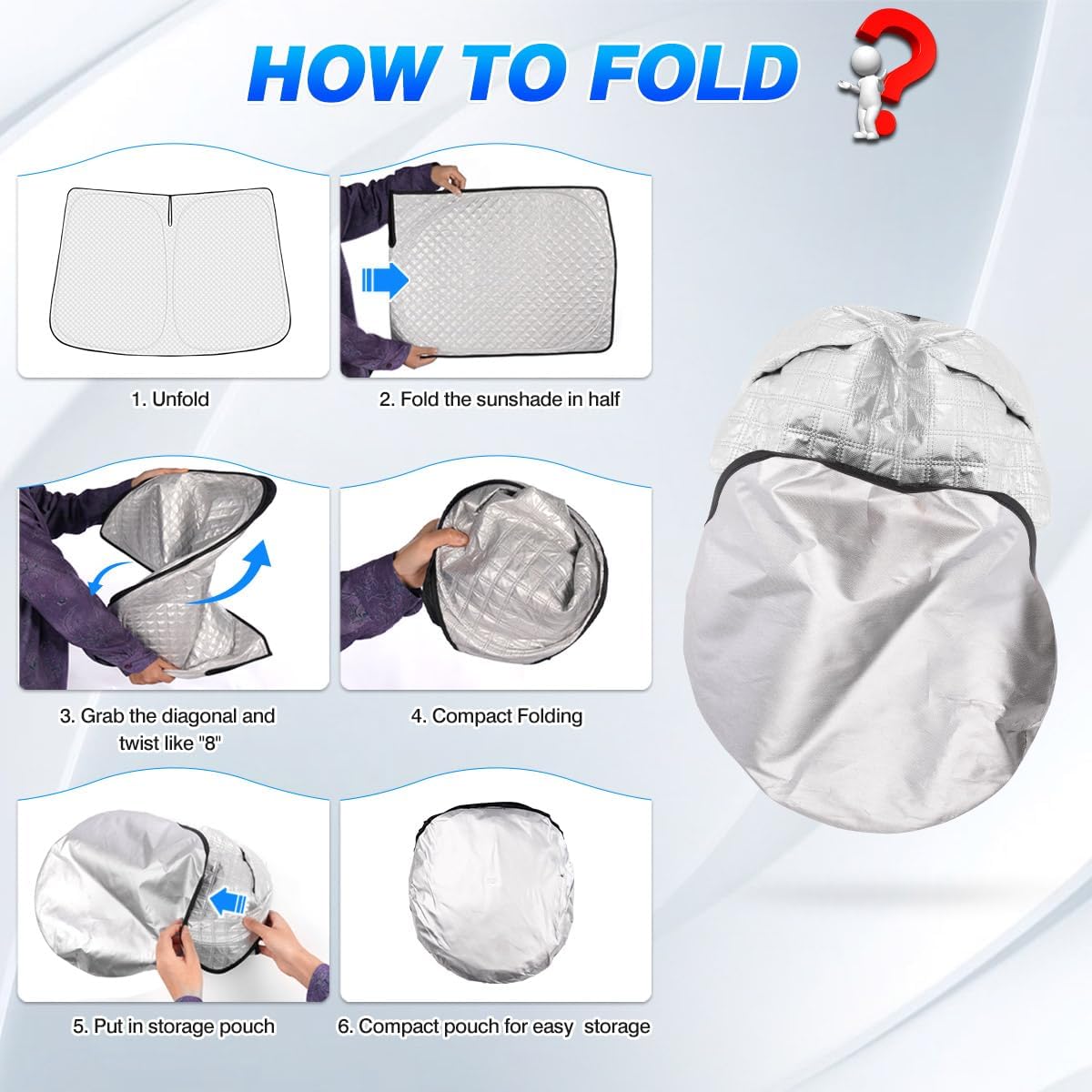 Windshield Sun Shade for 2020-2025 2026 Kia Telluride Accessories Thicken 6-Layer Front Window Sunshade Cover Sun Visor Protector Foldable Block UV Rays Keep Vehicle Cool