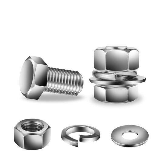 5/16-18 x 3/4" Hex Head Screw Bolt, Nuts, Flat & Lock Washers, 20Pcs 18-8 (304) Stainless Steel, Fully Threaded, by SG TZH