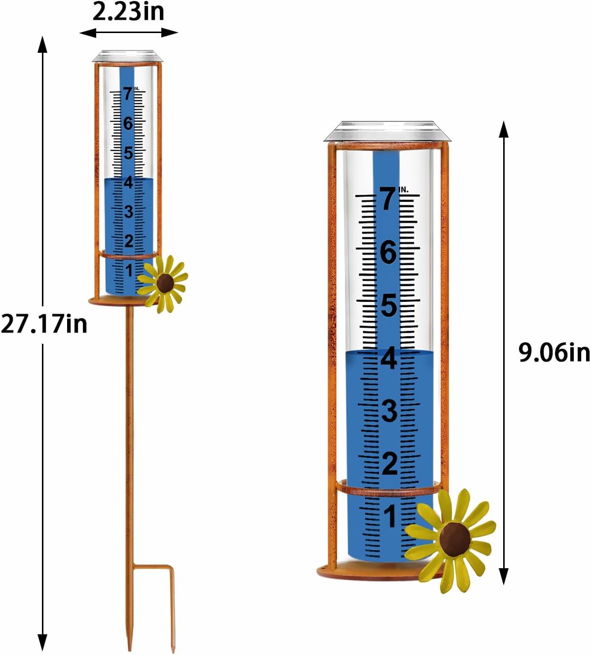Rain Gauge Outdoor, Freeze Proof Rain Gauges Outdoors Best Rated,7" Capacity Detachable Rain Guage with Stake for Yard,Lawn & Garden,Large Clear Number and Scale Rain Measure Gauge Water Meter