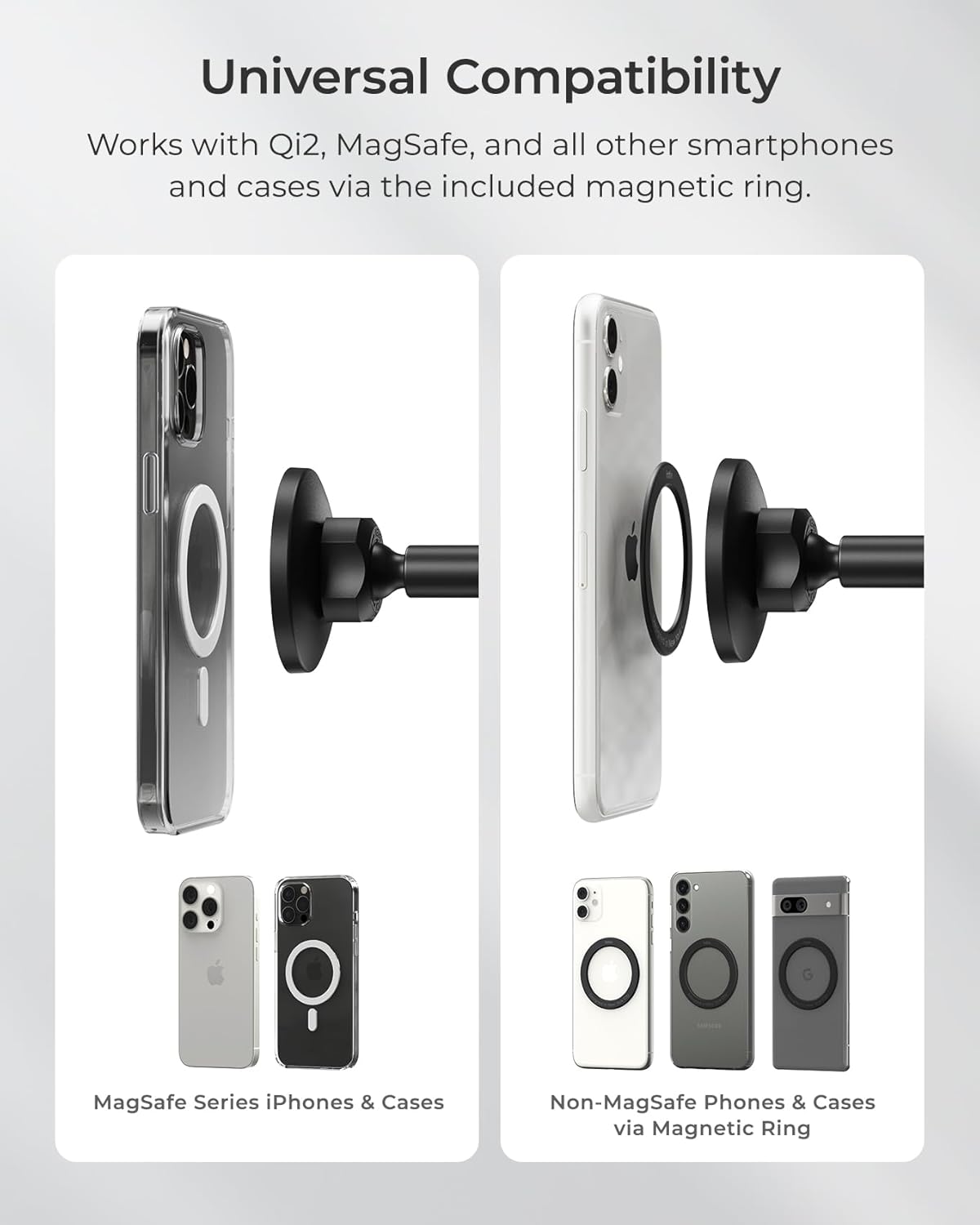 iOttie iTap 3 Magnetic Dash & Windshield Mount Car Phone Holder with Magnetic Ring Adapter. Compatible with Qi2, MagSafe, iPhone, and Android Smartphones.