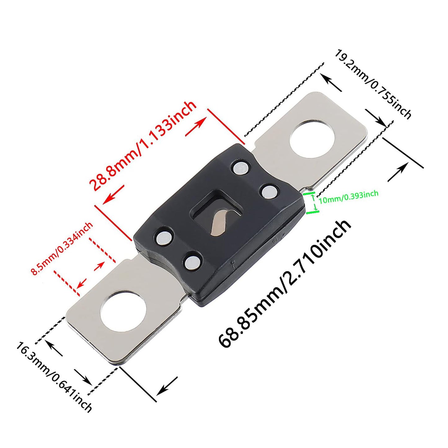 40A MEGA High Current Fuse - 40 Amp Bolt-on Fuse for Cars, Trucks, Construction Vehicles, Buses, Caravans (2 Pcs)
