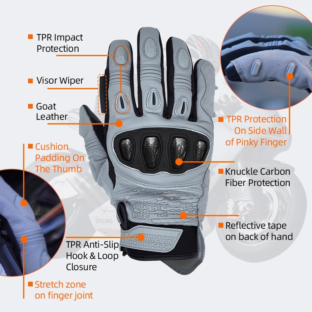 Seibertron SPS Series Touchscreen Motorcycle Motocross BMX ATV MTB Bicycle Cycling Full or Half Finger Gloves Adult and Youth