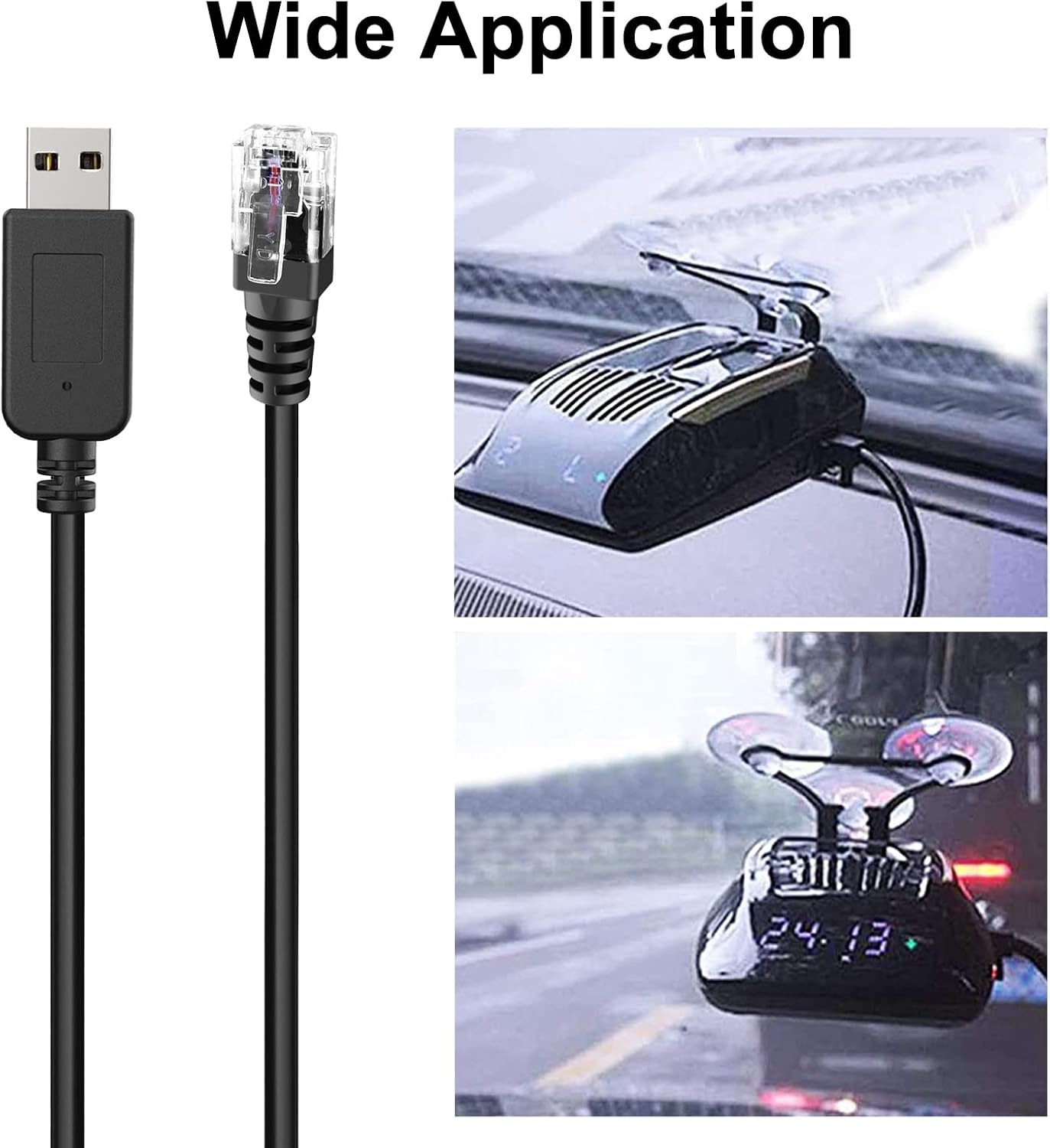 Radar Detector Cable, USB to RJ11 Plug Cable,for Escort Radenso XP Uniden Beltronics Cobra Whistler Radar Detector,Replacement Power Cable for Radar Detectors (RJ11-1.6ft)