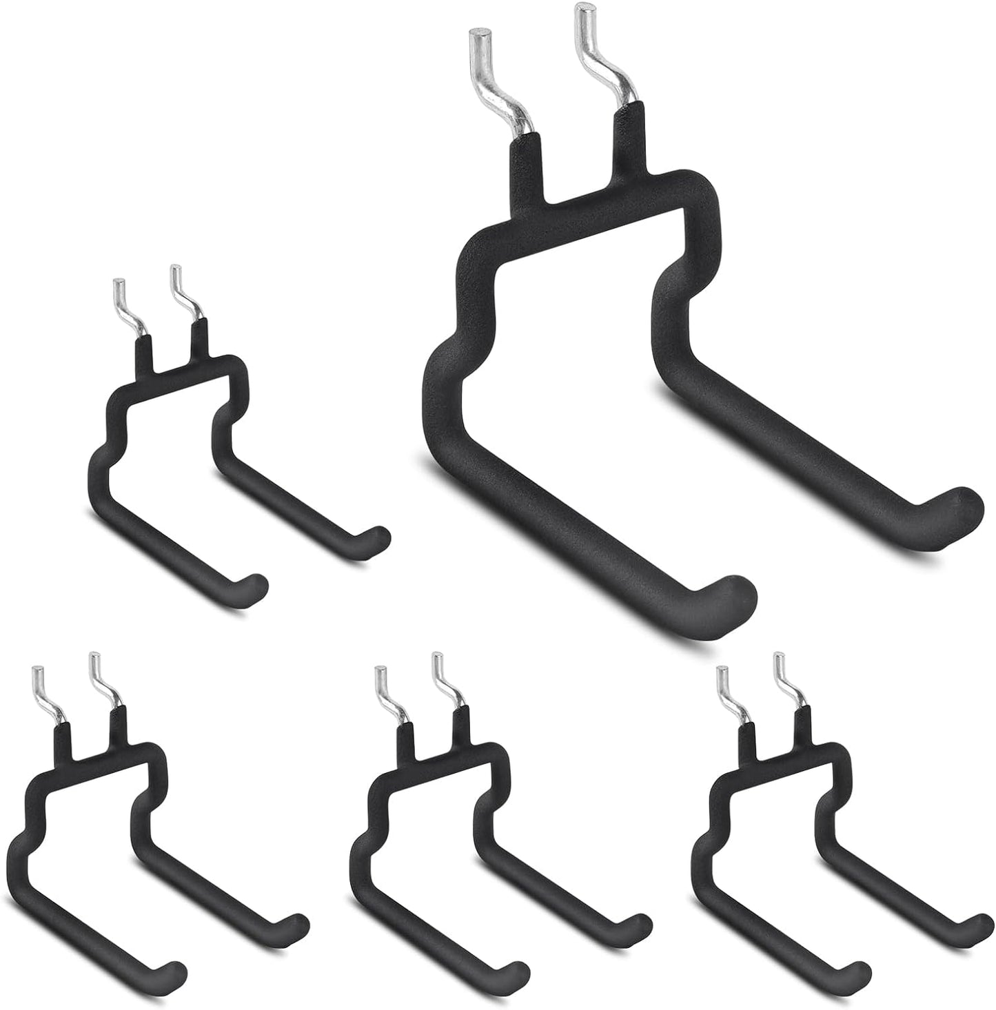 LIGHT DUST Utility Heavy Duty Pegboard Hooks - 5Pack Peg Board Accessories for Hanging Tools Fit 1/4" Peg Holes - Pegboard Organizer Large Tool Holders for Garage Workshop Shed