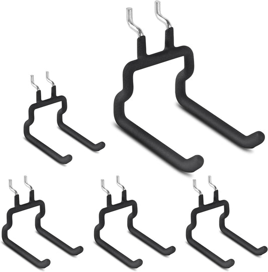 LIGHT DUST Utility Heavy Duty Pegboard Hooks - 5Pack Peg Board Accessories for Hanging Tools Fit 1/4" Peg Holes - Pegboard Organizer Large Tool Holders for Garage Workshop Shed