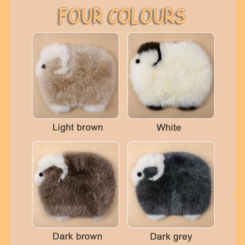 Genuine Wool Car Seat Cushion Comfort Style，Adorable Sheep Shaped Cushion for Car Seats & Chairs Natural Cute Wool Seat Soft Cover Universal Fit (1PC) (Dark Grey)