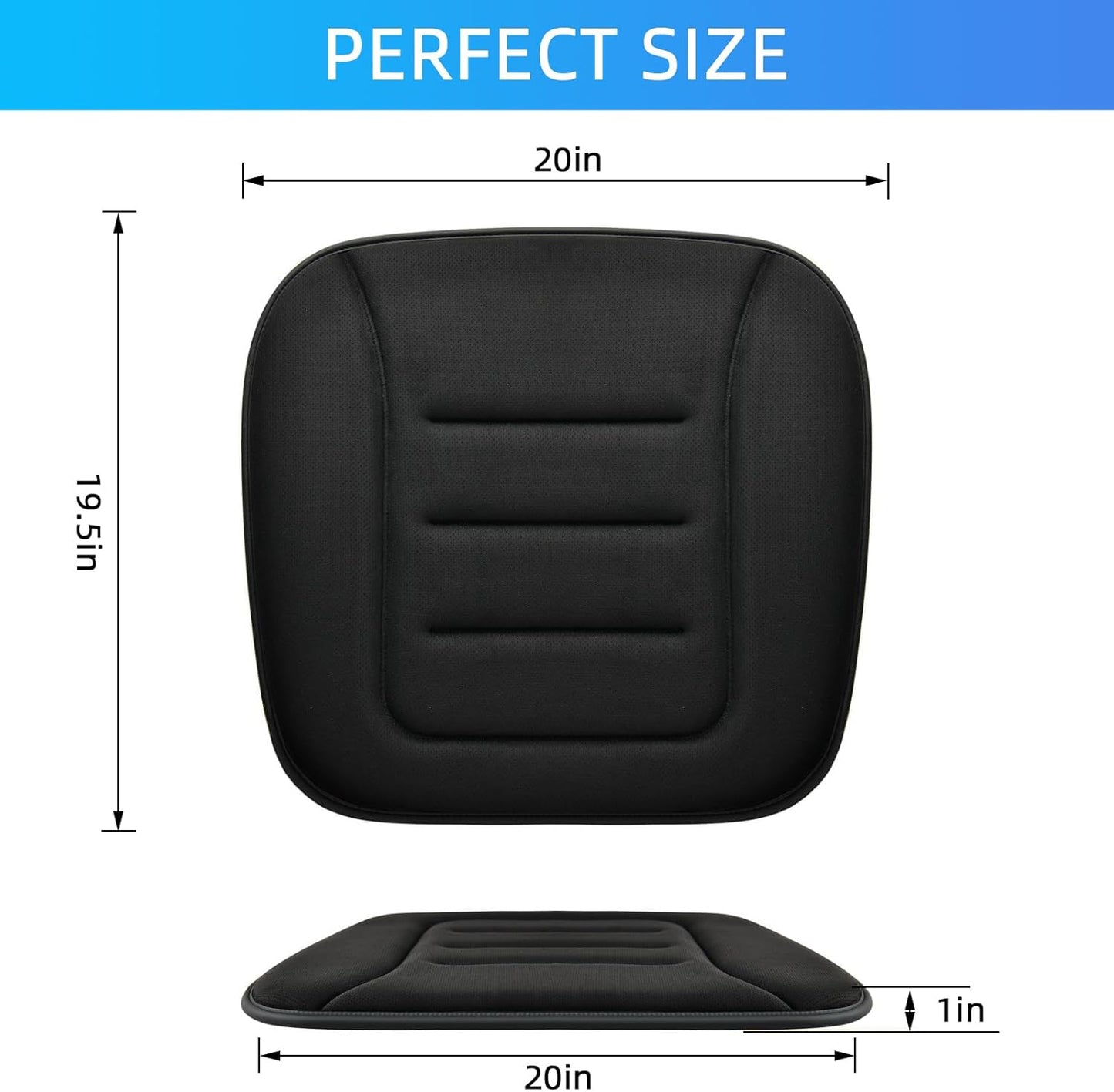 KAYI Car Seat Cushion, Memory Foam Car Seat Cushion, Anti Slip Rubber Bottom Car Seat Cushions for Driving, Suitable for Car and Office Chairs (Black)