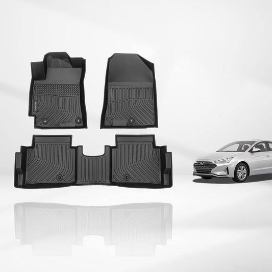 KELCSEECS® Floor Mats Custom for Hyundai Elantra 2020 2019 2018 2017 All Weather Protection TPE Heavy Duty Non-Slip Automotive Floor Liners Fits Front & 2nd Row Full Set Accessories, Black
