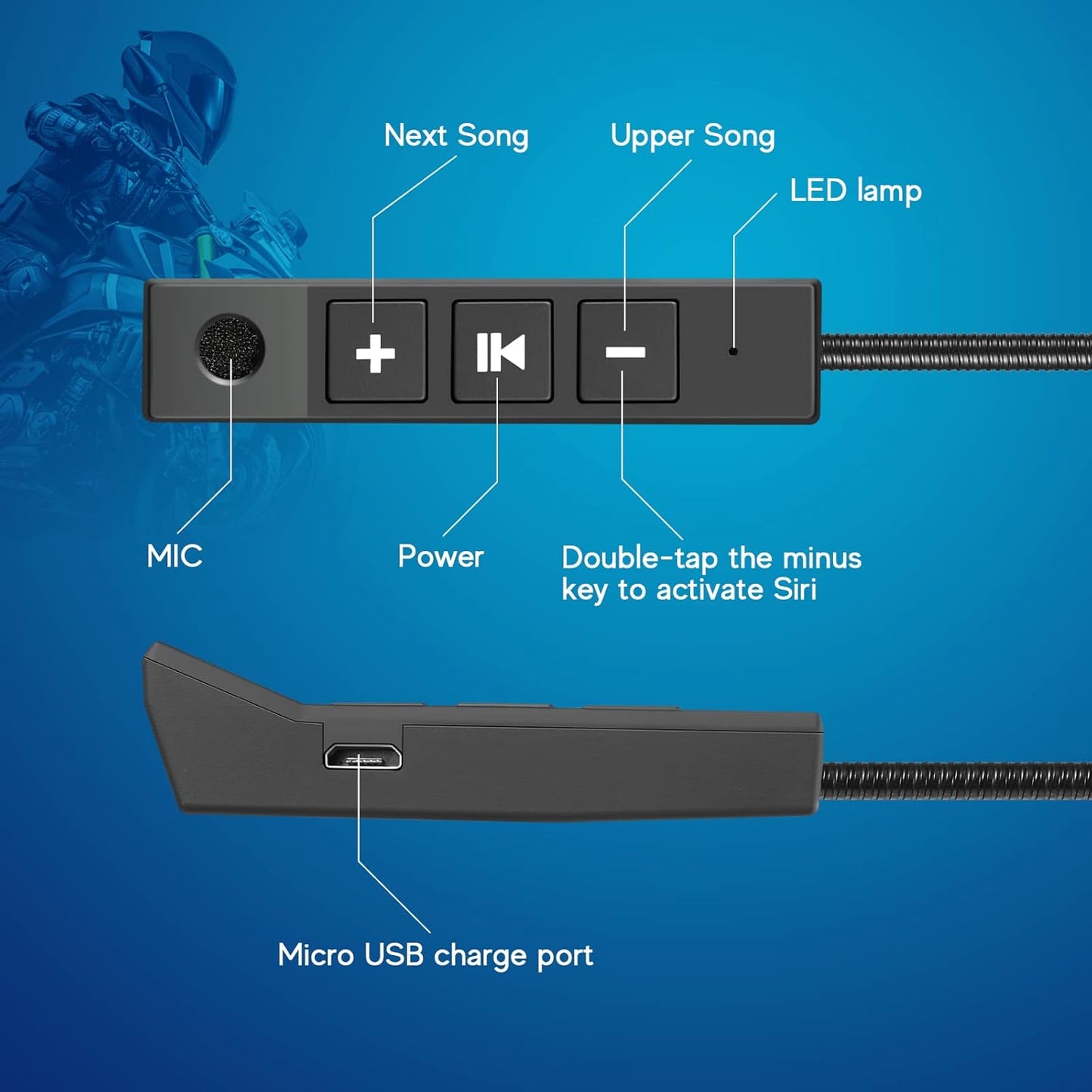 MAXTO Motorcycle Helmet Bluetooth Headset Outdoor Hands-Free Speaker Bluetooth 5.3 EDR Wireless Motorcycle Headset Automatic anwser High Sound Quality Headphone