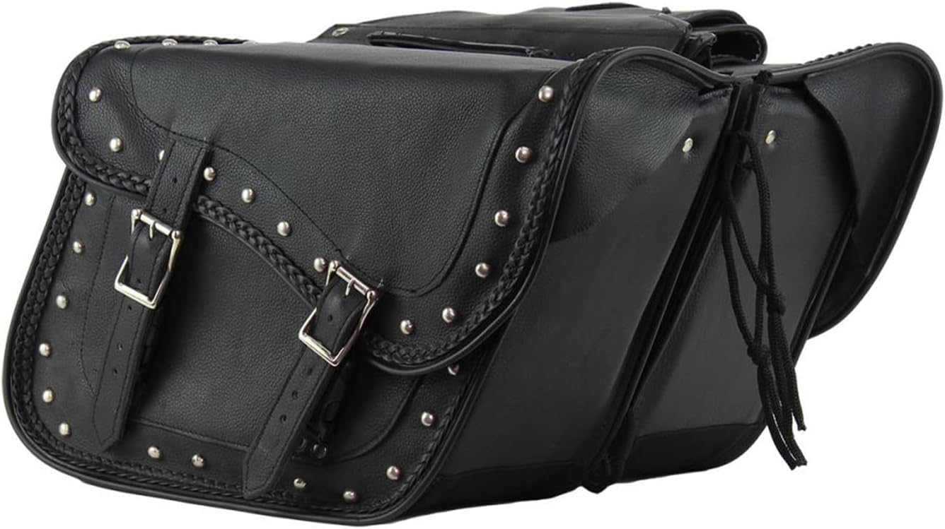 GARGOYLE BELLS Genuine Leather Motorcycle Saddle Bags Motorcycle Luggage Bag For Softails Sportsters Dyna ect