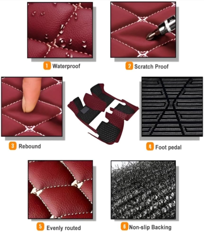 Add Personal Touch to Your Vehicle with IMEISH Customizable Logo Text Car Mats for 99% of vehiclesPads Protection Non-Slip Leather Floor Liners (Edge Brown Medium Black Beige)