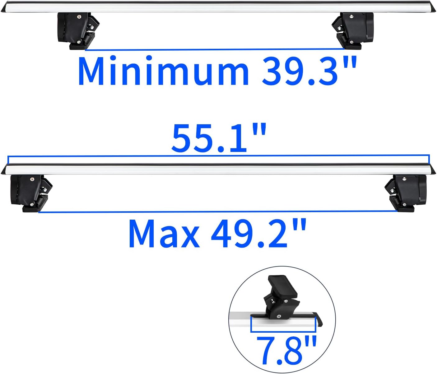 Universal 55" Roof Rack Cross Bars, Adjustable Car Top Roof Rack,Aluminum Locking Crossbars Fit for Car SUV Without Any Types of Side Rails