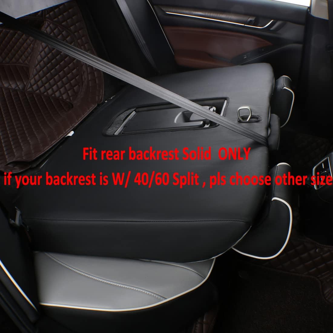 EKR Accord Seat Covers for Cars Honda Accord LX 2018 2019 2020 2021 2022(Rear Row W/Solid Backrest),Leather Seat Covers,Automotive Seat Covers,Car Seat Protector,Leather(Black/Gray)