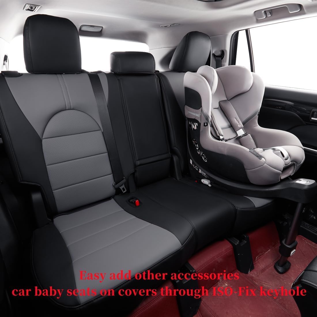 coverdream Custom Fit Camry Car Seat Covers for 2025 Toyota Camry XLE,XSE,Full Coverage Waterproof Leather Seat Protector(Full Set,Black/Gray)