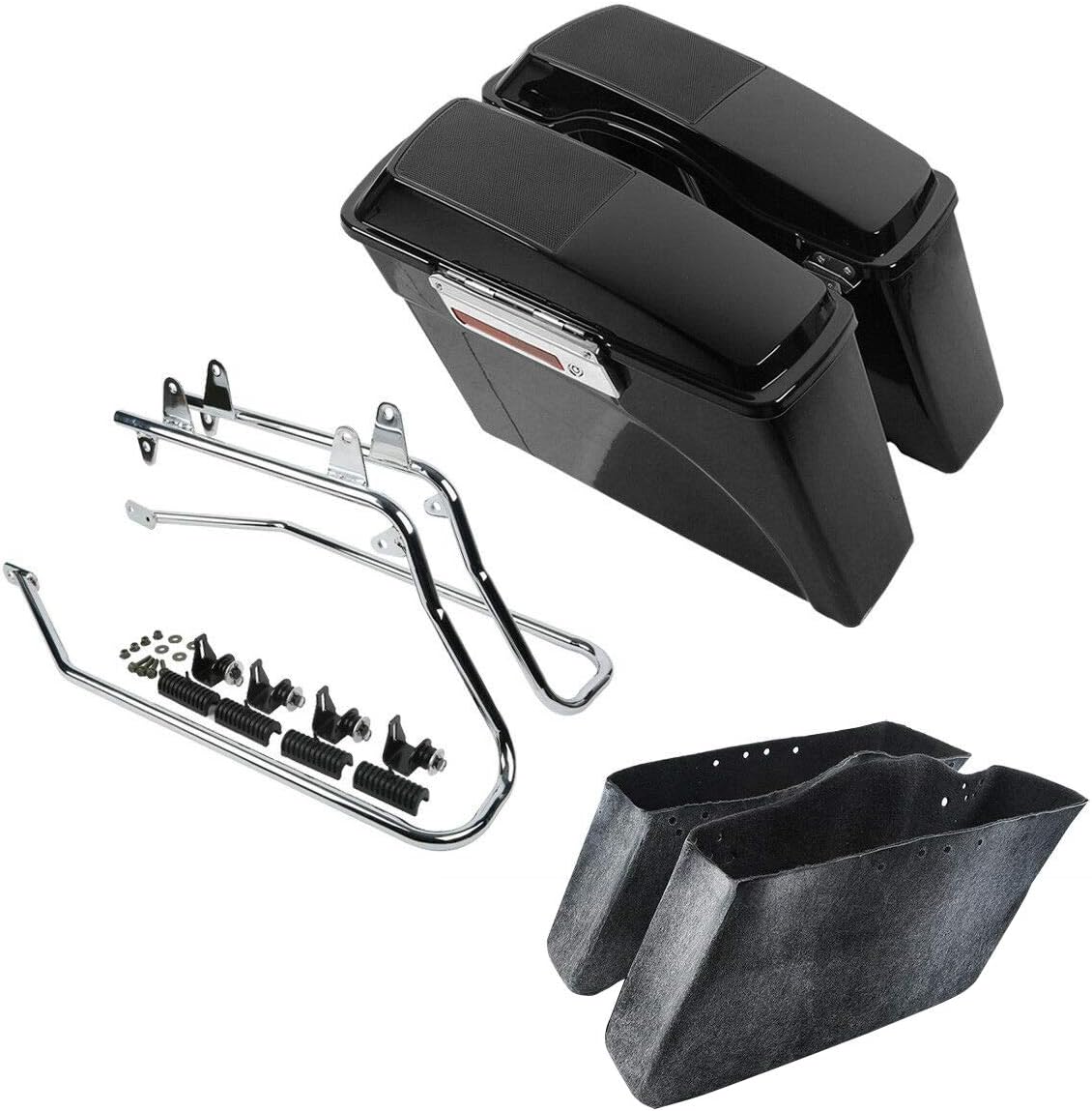 XFMT Hard Saddlebags Speaker Lid + Chrome Conversion Brackets For HARLEY HD SOFTAIL MODEL 1986-2013