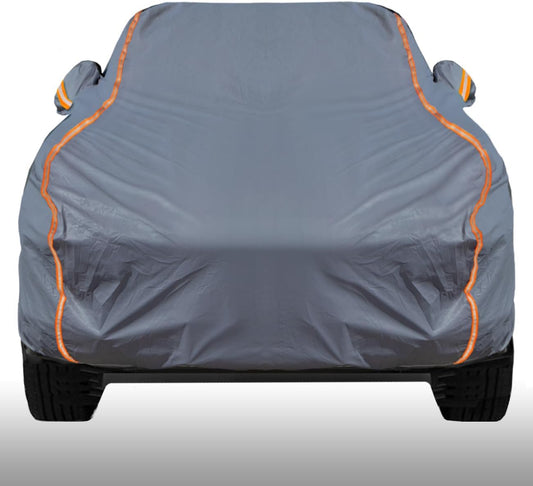 KEYOOG Universal Waterproof Heavy Weight Full Car Covers, Fit Pickup, All Weather, Outdoor Full Cover Weatherproof UV Sun Protection Snow Dust Storm Resistant with PEVA Cotton, Fit Length 180"-206"