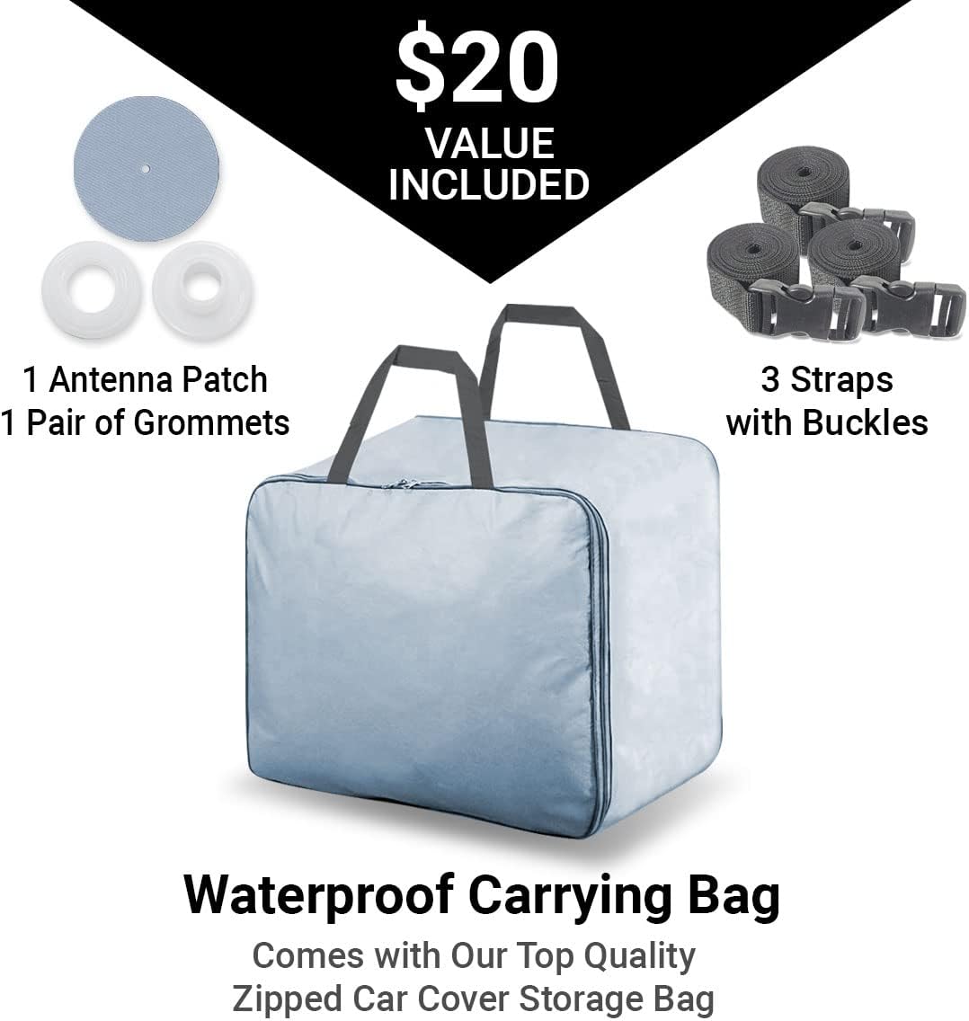 iCarCover Premium Car Cover for 1965-1976 Pontiac Safari Wagon Heavy Duty Waterproof All-Weather Automobiles Custom Fit Indoor Outdoor UV Snow Protection Covers with Straps and Bag