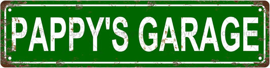 PAPPY'S GARAGE Vintage Metal Tin Sign, Street Sign, Home Decor, Room Decor, Wall Decor, Bathroom Decor, Bar Decor, Cafe Decor, Garage Decor, 16 x 4 Inch