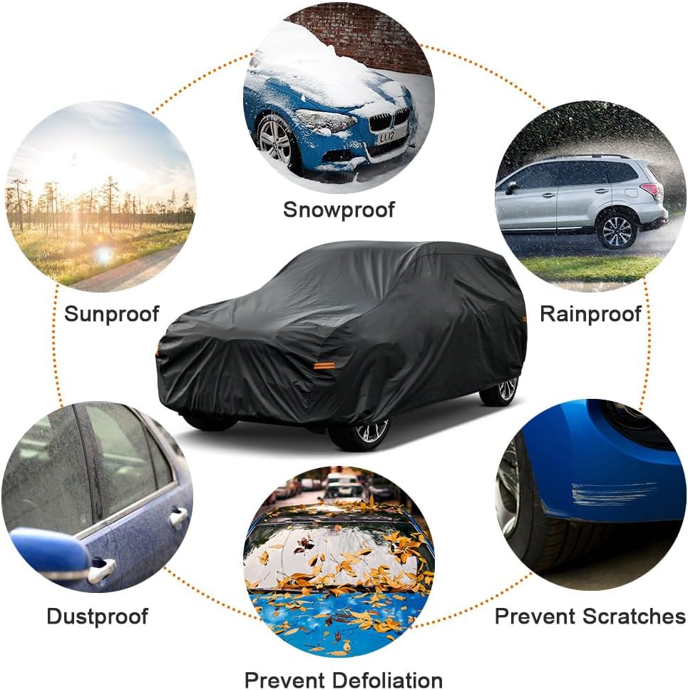 Kayme 7 Layers SUV Car Cover Custom Fit for BMW X7 (2018-2025) Waterproof All Weather for Automobiles, Outdoor Full Cover Rain Sun UV Protection.Black