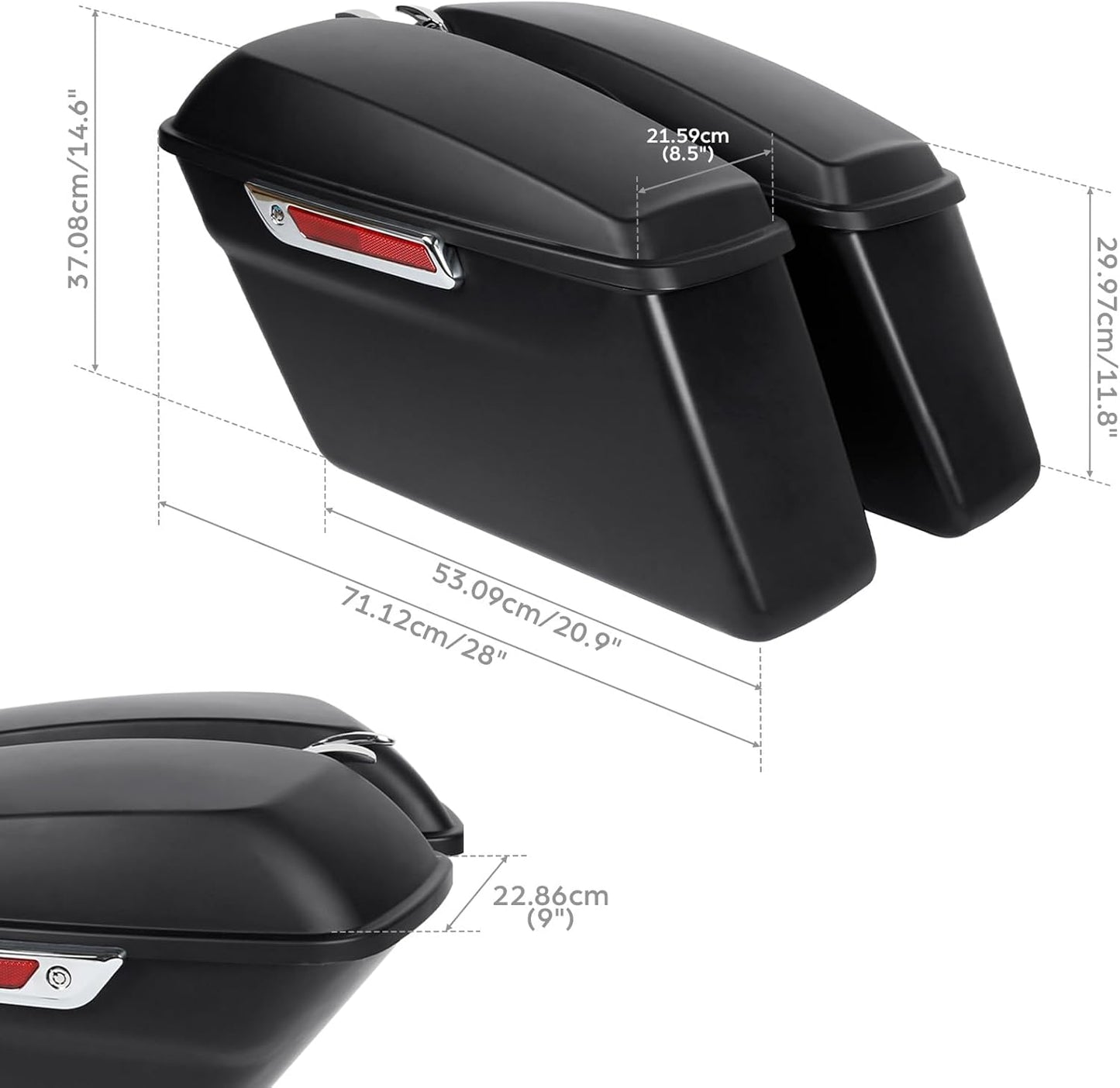 Green-L Matte Black Hard Saddlebags Fit for Harley Touring Road King Street Glide Electra Ultra 2014-2024