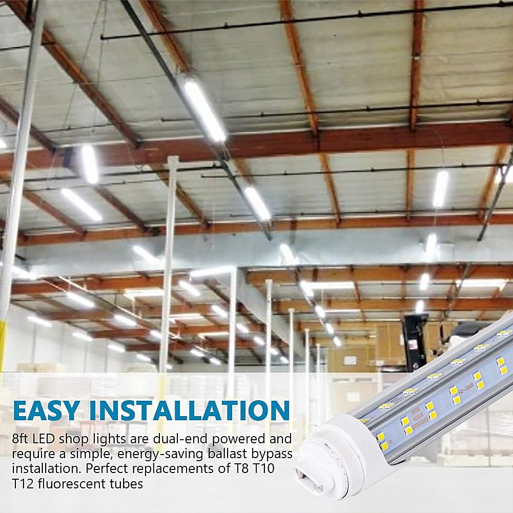 4 Pack, 120W 8ft R17D LED Tube Light, F96t12 HO 8 Foot Bulbs, 96'' Shop Light to Replace T8 T12 Fluorescent Bulbs, 100-277V Input, 19800LM, Cold White 6000K, Clear Lens