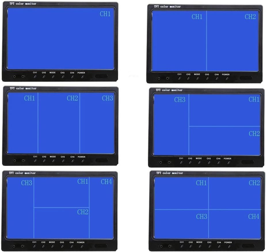 Wired Backup Camera System with 9 Inch Monitor for RV,Trucks,Cars, 4 Channel Quad Split Reversing Camera System with Screen, Rear View Camera,Waterproof,18 IR Night Vision, Easy Installation