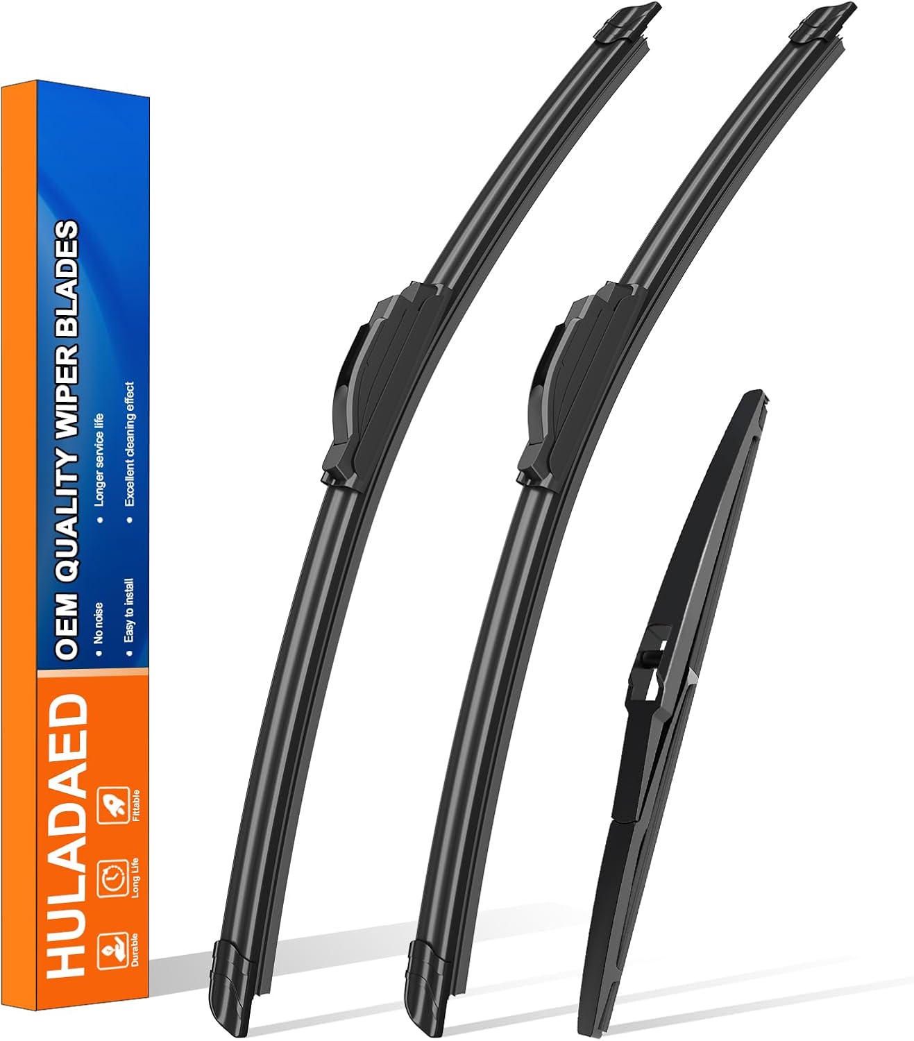 HULADAED® 24''+20''+11'' Windshield Wipers Replacement for Kia Soul 2010-2019;Kia Soul EV 2015-2019; Kia Sorento 2011-2015,Silicone Front Rear Wiper blades for MY Car-All Weather & Quiet(3 PACK)