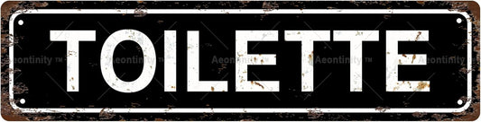 TOILETTE Non-Embossed Vintage Metal Tin Street Sign Bar Cafe Garage Cave Home Room Wall Bathroom Farmhouse Garden Porch Patio Decor, 16 x 4 Inch