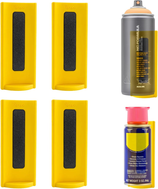 4 Pcs Magnetic Aerosol Spray Can Holder,Powerful Magnet Toolbox Bottle Holder, Spray Can Wall Mount Organizer Paint Can Bottle Rack for Garage,Toolbox, Workspace