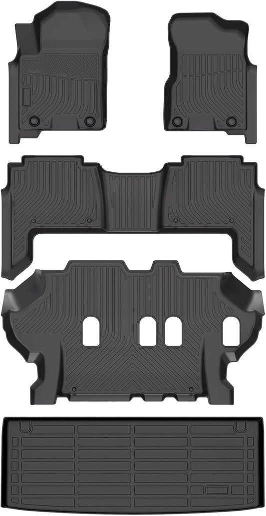 for Nissan Armada/Infiniti QX80 Floor Mats 2019-2024,Car Mats for Nissan Armada/Infiniti QX80 8 Seats(Bench Seat) All Weather Floor Mats Cargo Liner Accessories Rubber Car Mat