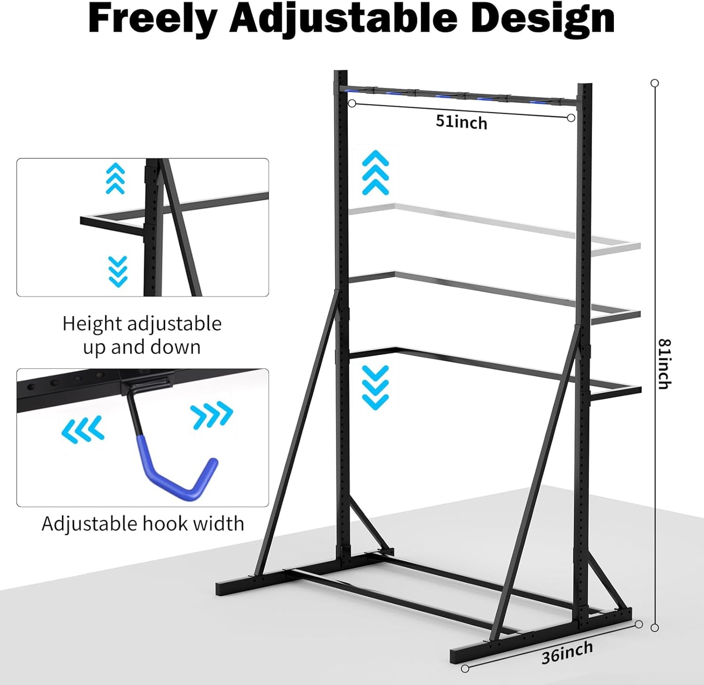 Freestanding Bike Storage Rack, Heavy Duty Vertical Bike Rack with 300LB Capacity, Hold 5 Bikes, Indoor Bicycle Organizer for Garage Storage with No Drilling Needed