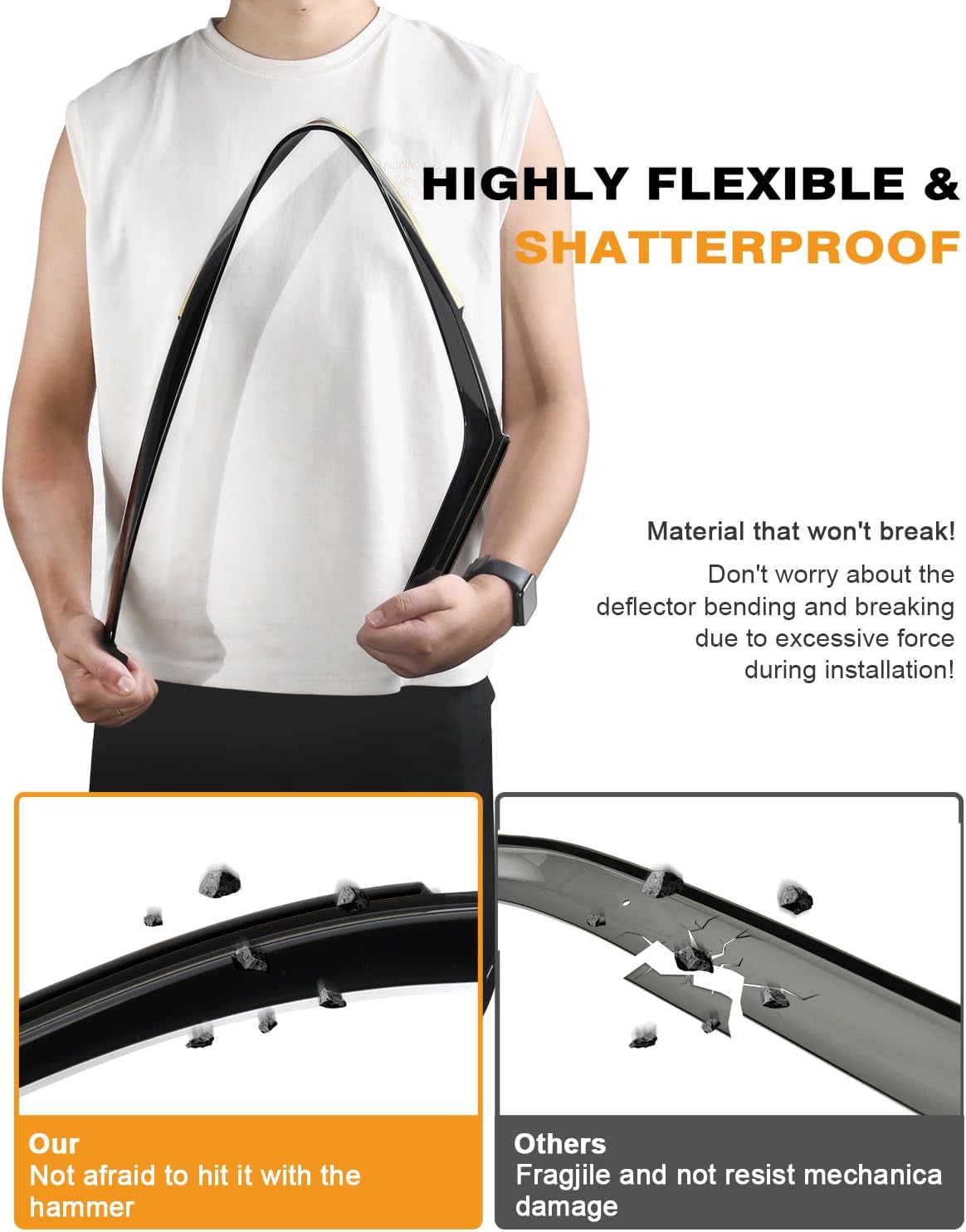 Tape-On Window Rain Guards Fit for Toyota RAV4 2019-2025 Extra Durable Window Deflectors Vent Visors Shades Exterior Car Accessories Visors Rain Guards - 6 pcs