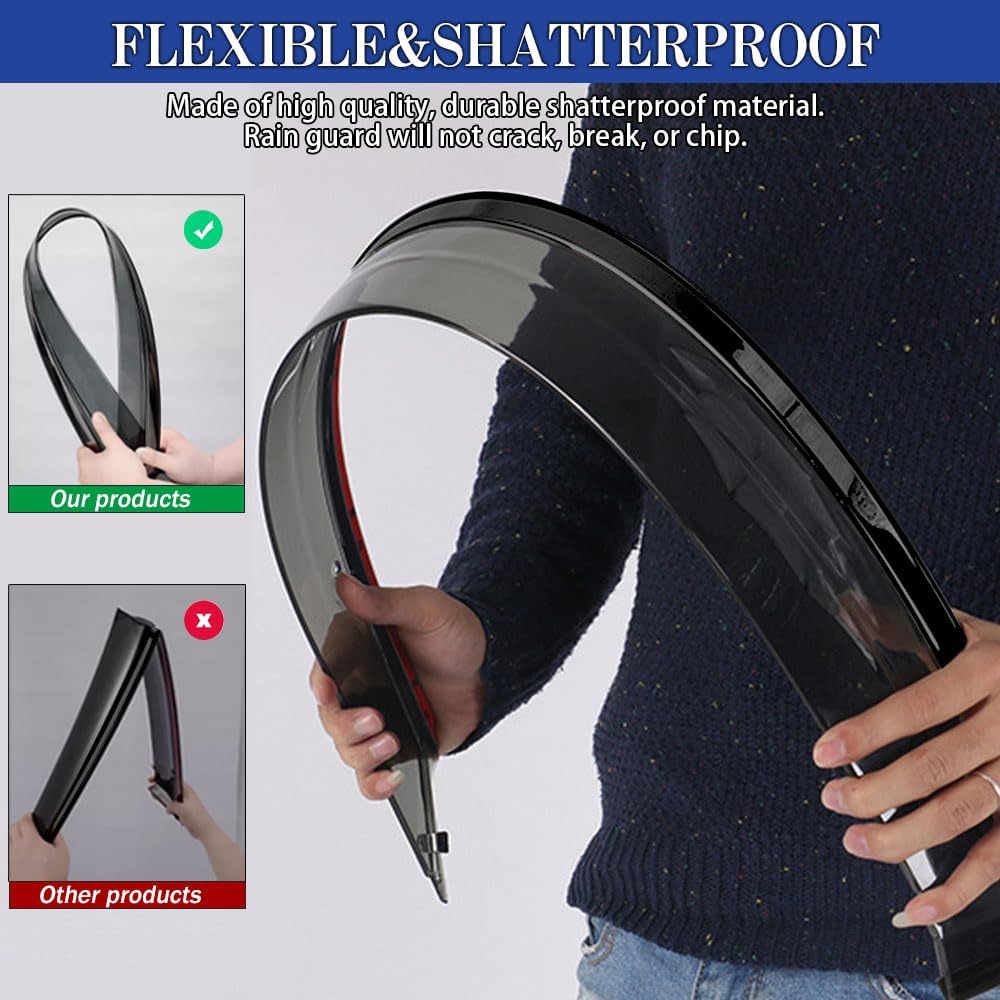 Rain Guards for Jeep Wrangler JK 2007-2018, Tape-on Side Window Deflectors for Jeep Wrangler, Window Visors for Jeep Cars, for Jeep Car Accessories, 4 pcs, FOR-WRANGLER-07/18-JK