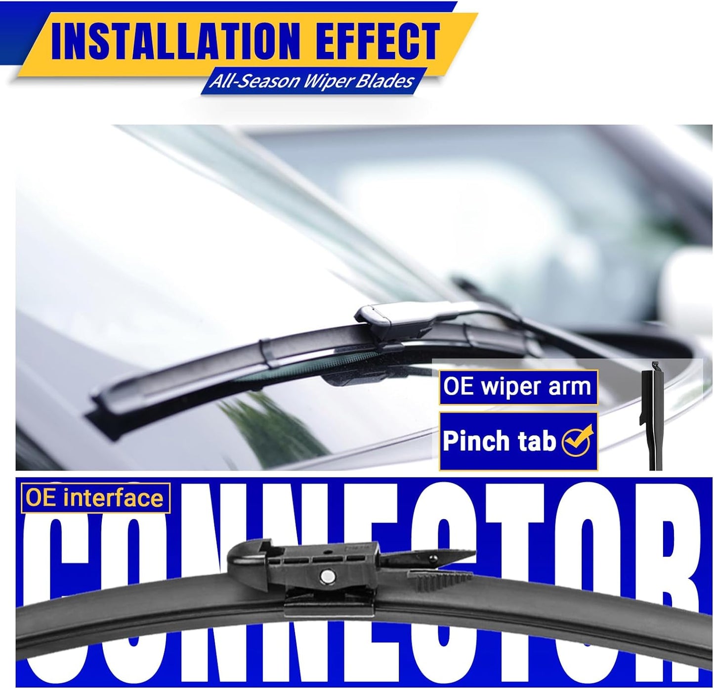 3 wipers Replacement for 2020-2023 Ford Escape, Windshield Wiper Blades Original Equipment Replacement - 24"/20"/11" (Set of 3) Pinch Tap