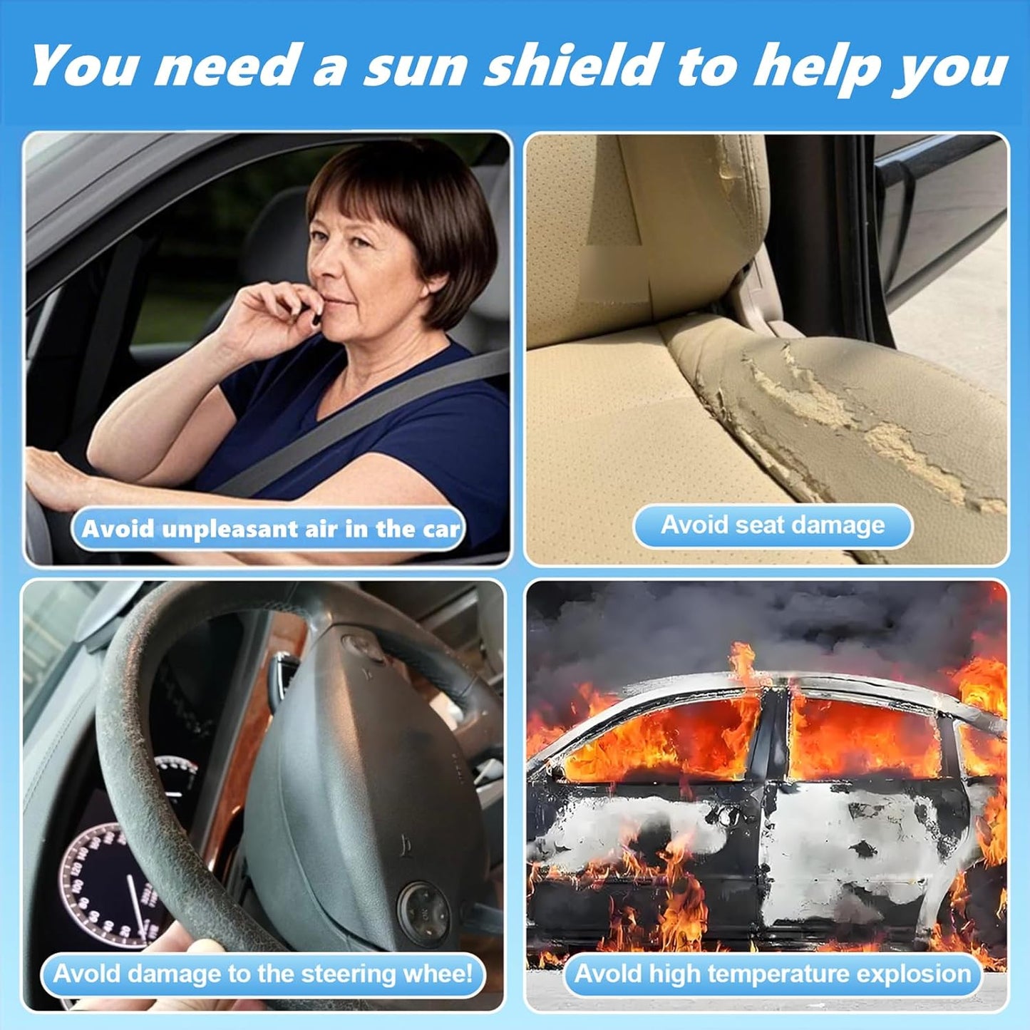 Windshield Sun Shade for GMC Yukon 2021-2025 4-Layer Front Window Shade Custom Sun Visor 240T Shade Blocks UV Keep Your Car Cooler