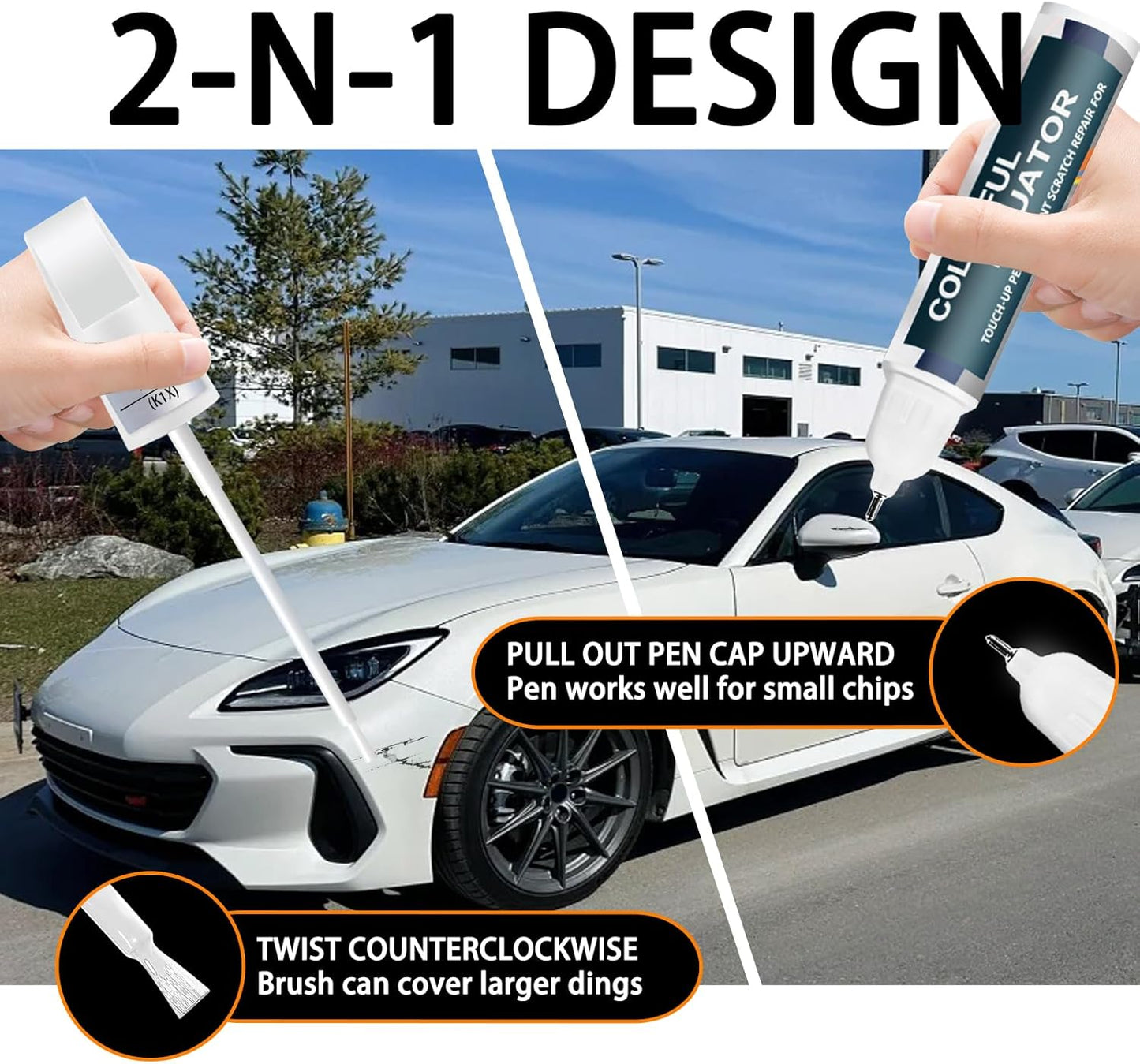 Crystal White Pearl(K1X) Touch Up Paint Compatible with SUBARU, Car Paint Pen Scratch Repair Two-In-One Touch Up Paint, Premium Car Scratch Remover for Deep Scratches