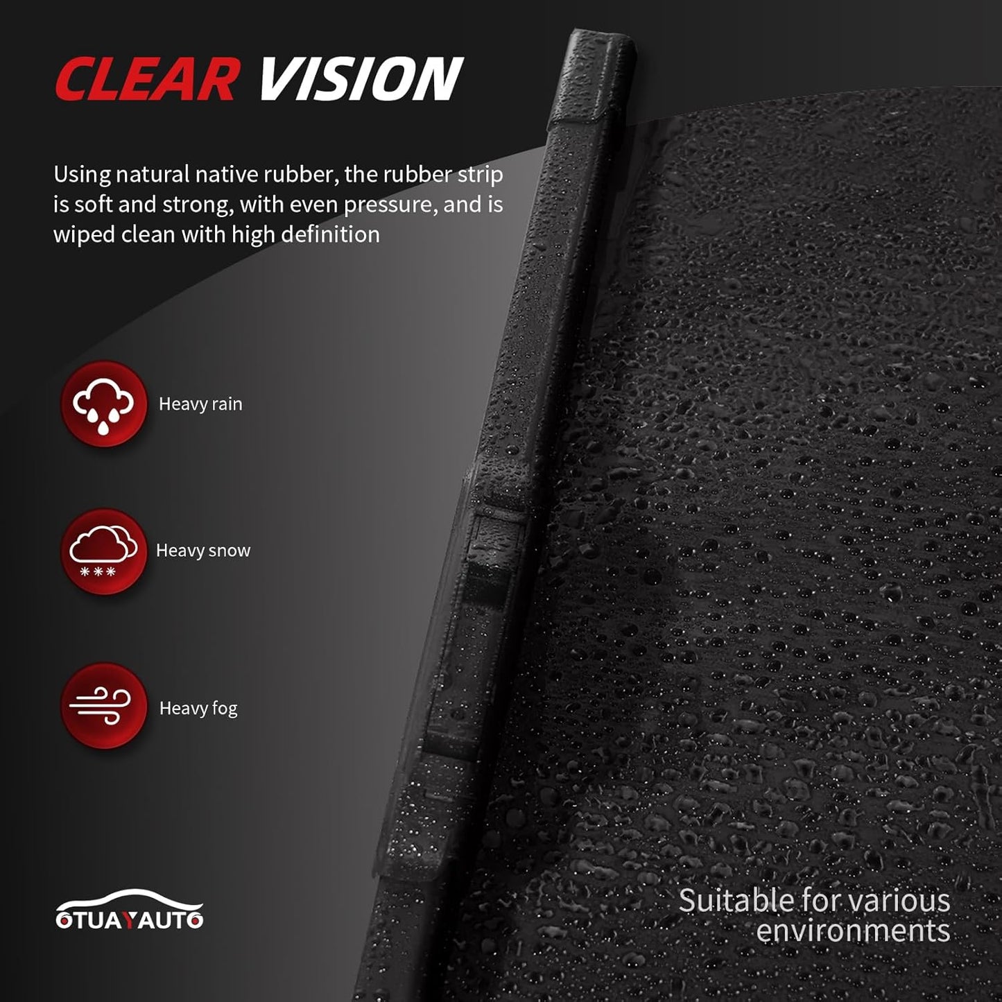 OTUAYAUTO Premium Windshield Wiper Blades - Replacement for Kia Rio 2013-2017 - Precision Fit, All-Weather Performance, Front and Rear Wiper Blades, J/U Hook - 26"+16"+11" (Pack of 3)