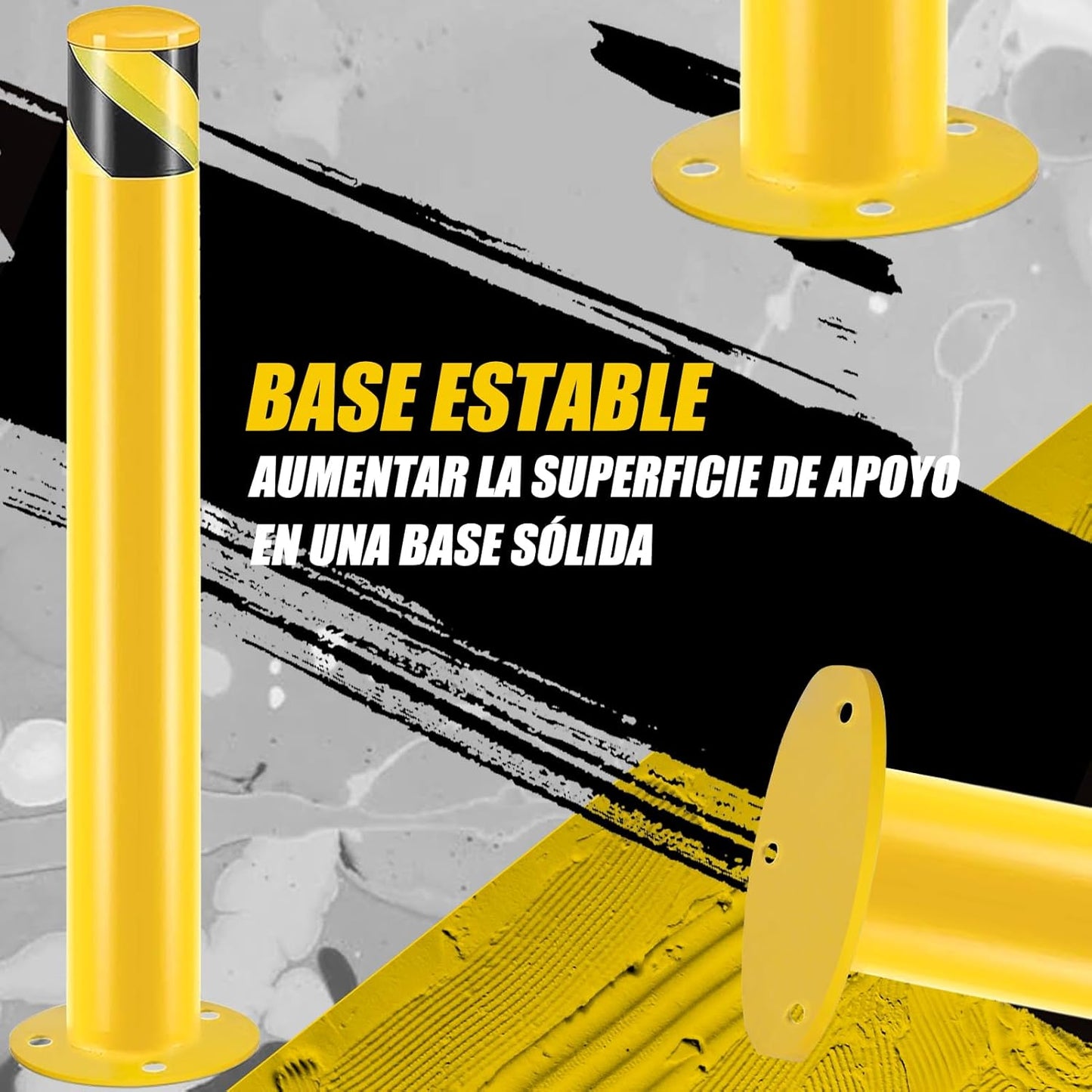 Safety Bollard Post, Steel Bollards,Parking Bollard, Yellow Powder Coated Safety Parking Barrier Post, for Traffic Sensitive Areas (12, 42"H*3"D)