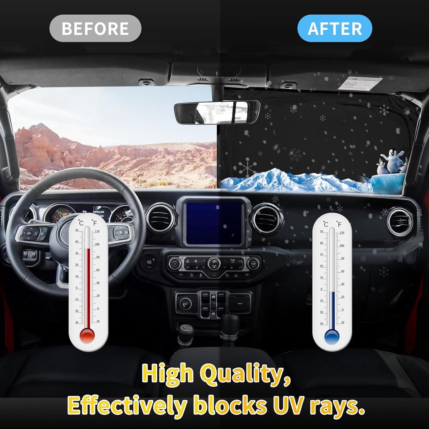 for Toyota Highlander 2020-2024 2025 2026 Sun Shade Sunshade Windshield Cover, 4-Layer Front Window Shade Custom Fit Highlander L LE XLE Limited Platinum Sun Visor 240T Fabric Car Accessories