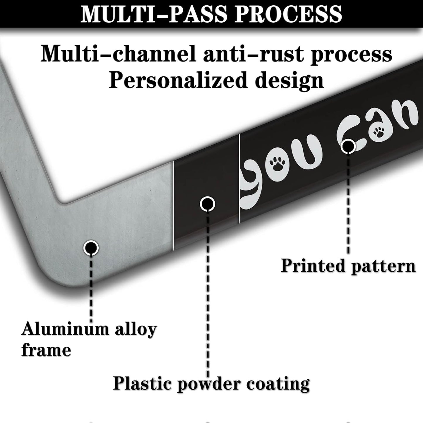 License Plate Frame Black and White Front License Plate Bracket You Can’t Buy Love, but You Can Rescue It Aluminum Metal Car Accessory 2 Pack with Screw Covers Set