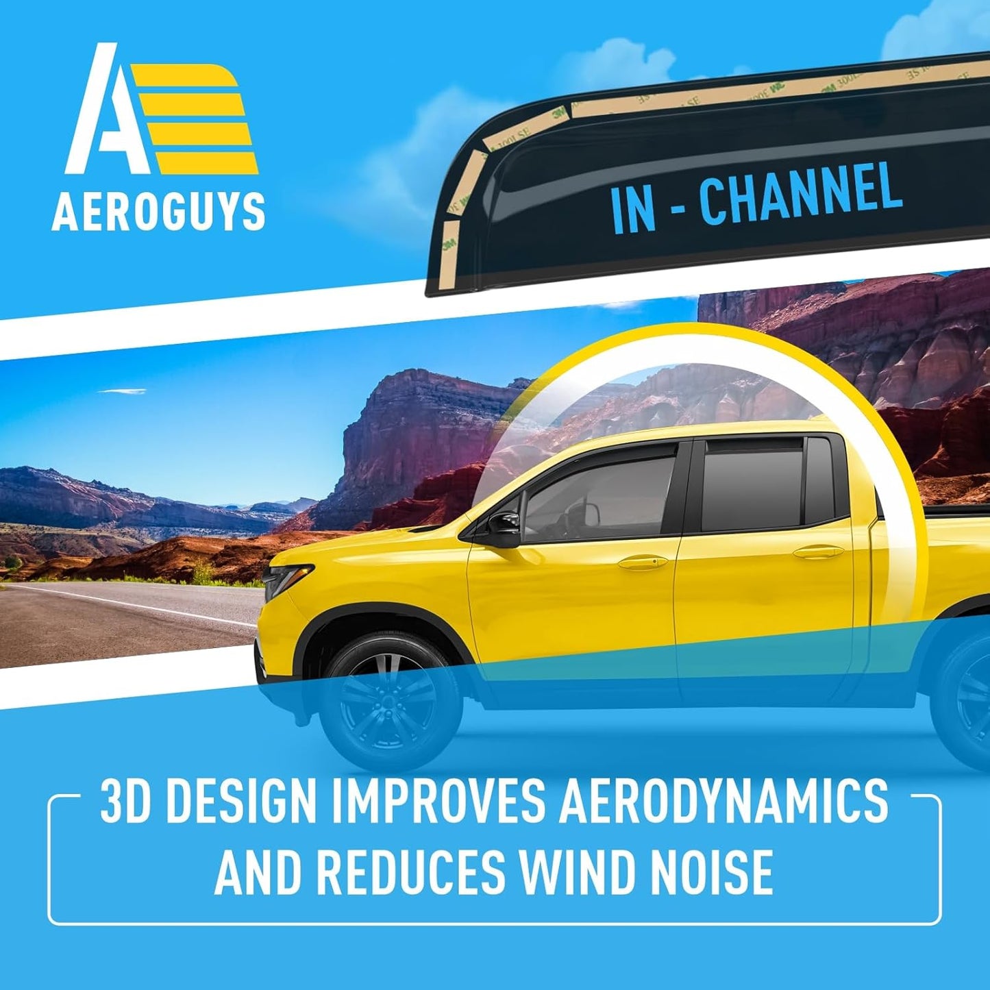 Extra Durable Window Deflectors in-Channel Window Visors Rain Guards Fit for Honda Ridgeline 2017-2025, Sun Visors, Wind Vent for Shades, Exterior Car Accessories - 4 pcs. AG0856