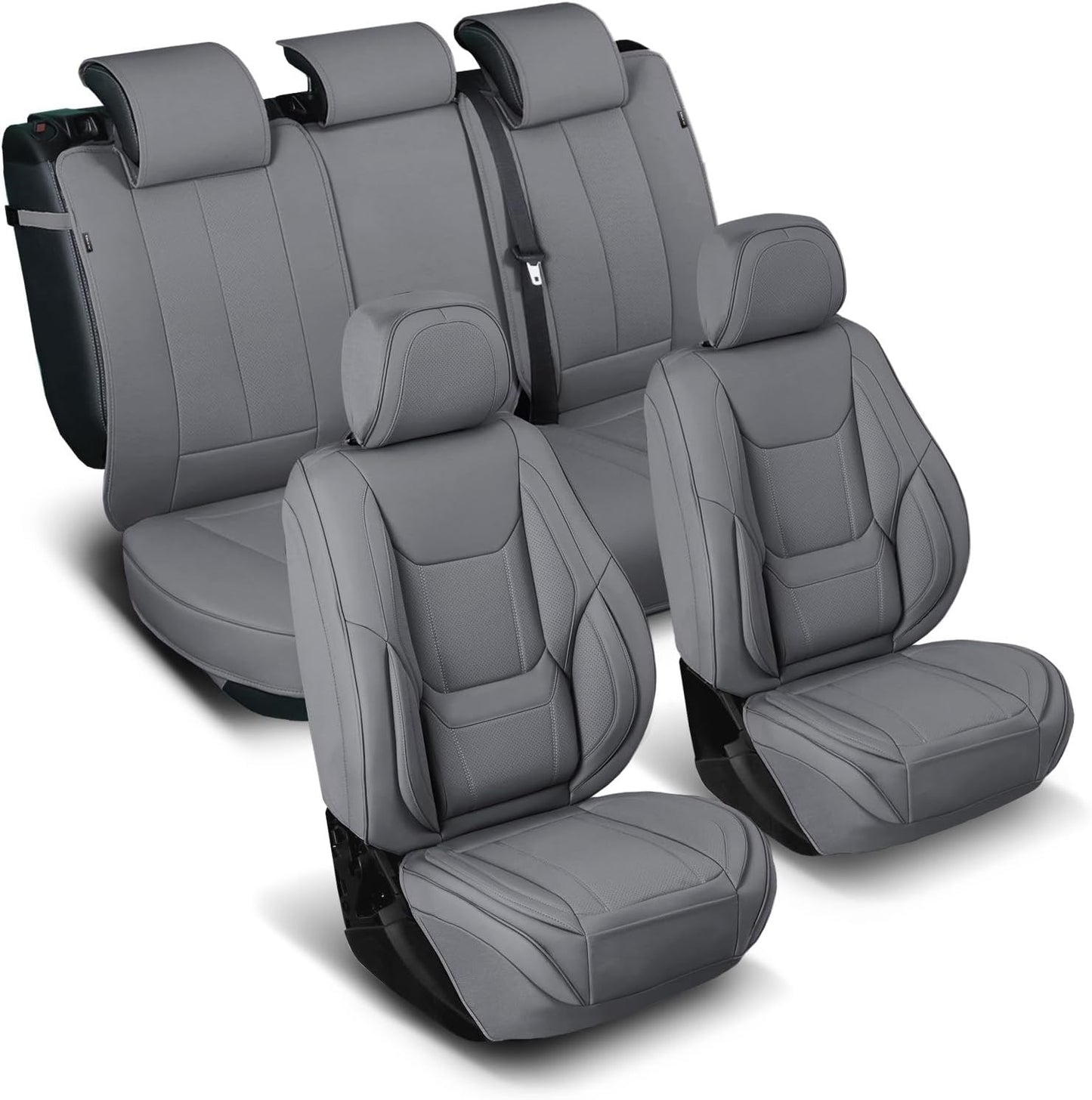 Coverland Custom Car Seat Covers Compatible with Ram 2500 Crew Cab - Premium Leather Non-Slip Memory Foam Waterproof Cover Custom Fit Interior Protector Full Set-Dark Gray [See Size Chart-Size X141]