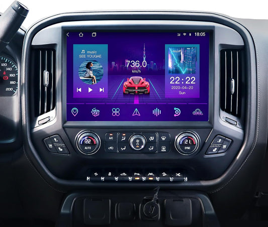 13.1" 8Core 8+128G Car Radio for Chevy Silverado GMC Sierra 2014-2018,5Ghz WiFi Android 12 2K Screen Radio Wireless CarPlay Android Auto BT DSP 48EQ Backup Camera Mic,Black