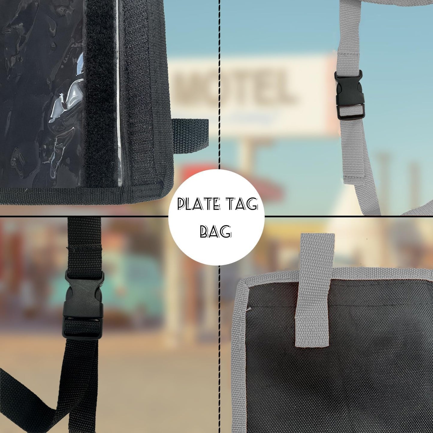 License Plate Holder with Hanging Strap, Test Drive Tag Bag, Dealer Plates License Frame Cover, for Car SUV Truck (Grey, 3)