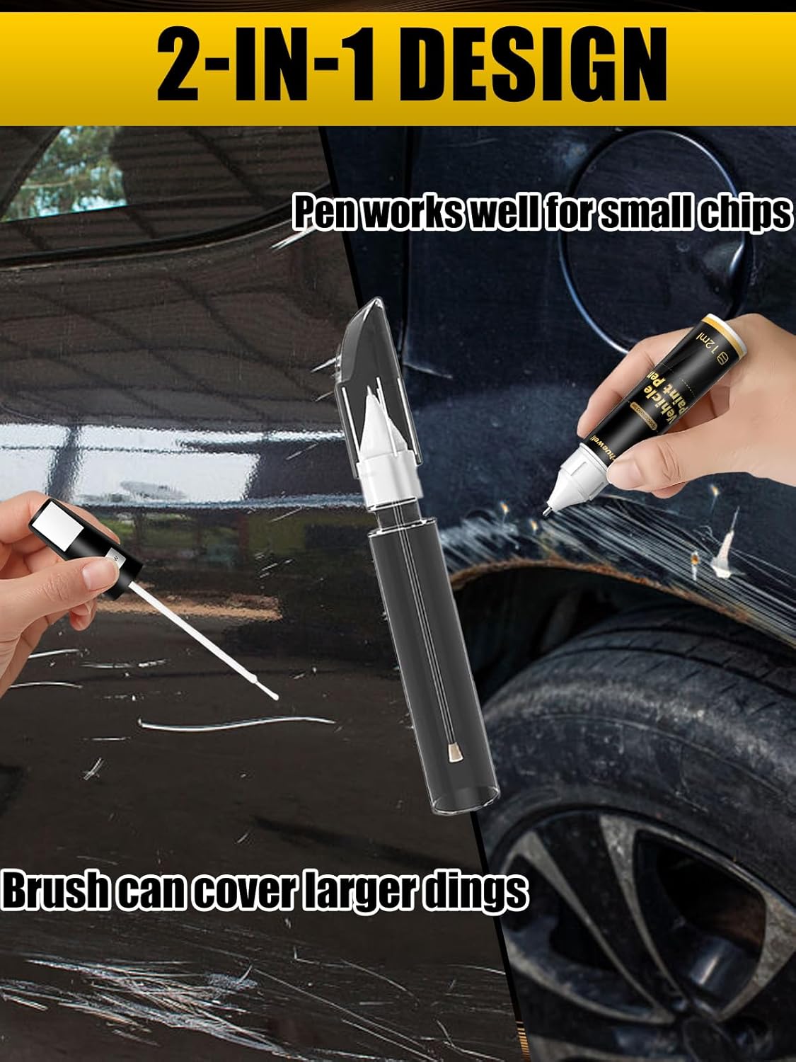 (744/9744) Brilliant Silver Metallic Touch Up Paint Compatible with Mercedes-Benz, Exact Match Car Paint Pen Automotive Scratch Repair Remover Kit Quick & Easy Solution for Vehile Chips and Nicks