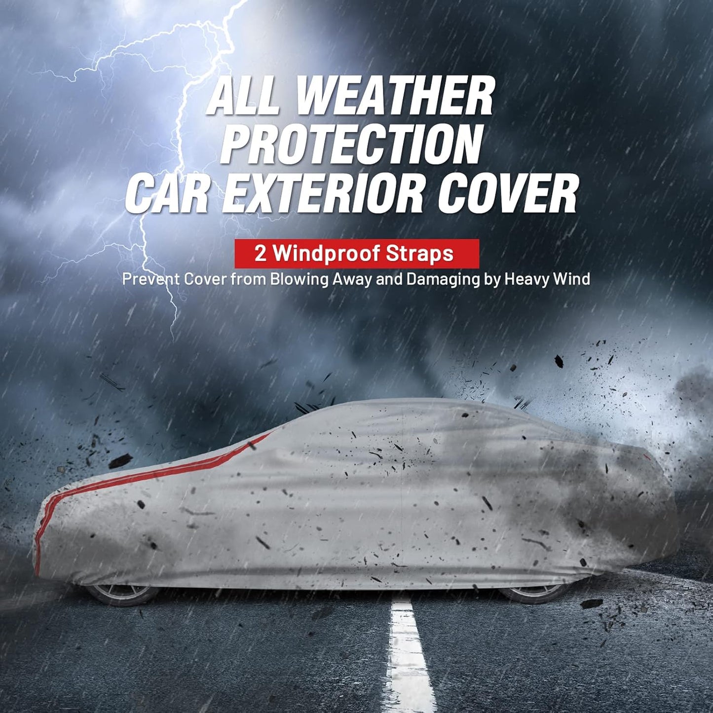Favoto Car Cover Waterproof Outdoor - Custom Fit for Ford Mustang (1964-2024) All Weather with Reflective Stripe Snow Sun Dust UV Protection Full Exterior Cover
